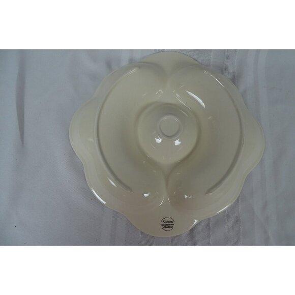 Spode Christmas Tree Divided Vegetable Chip Dip Bowl Green Trim S3324 - No Box - Picture 3 of 5